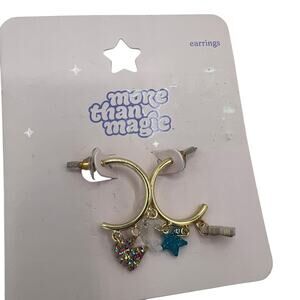 More Than Magic Girls' Gold Half Hoop Charm Earrings - One Size - NWT